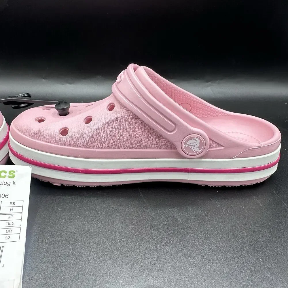 Kids Juniors Crocs Pink Bayaband Clog K Size 1 (j1) Comfort Shoes 205100-606 NEW